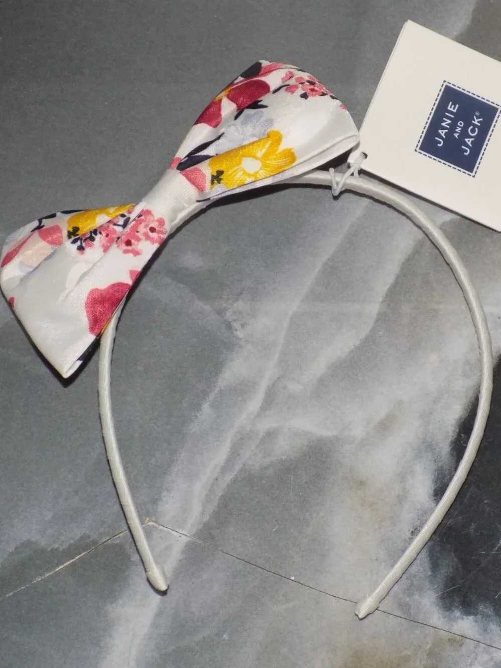 Janie and Jack White Fabric Wrapped Headband W/Fall Floral Bow OS Girl's NEW